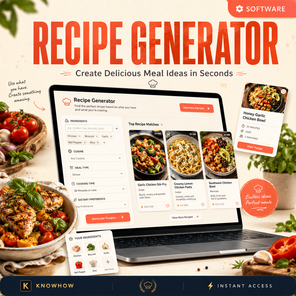 Recipe Generator — Instant Meal Ideas From What You Already Have