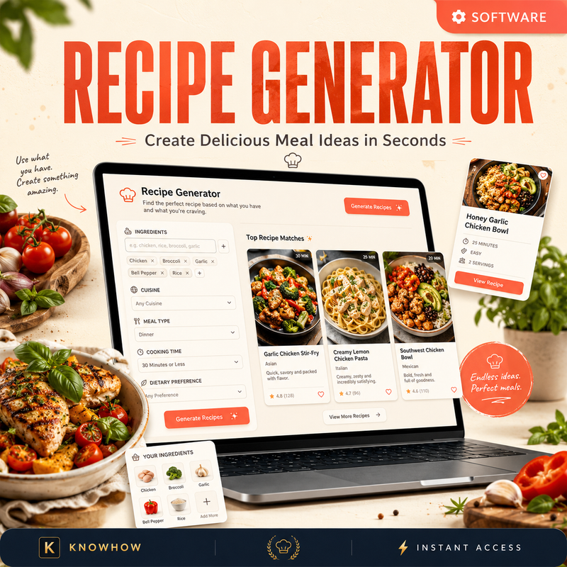 Recipe Generator — Instant Meal Ideas From What You Already Have