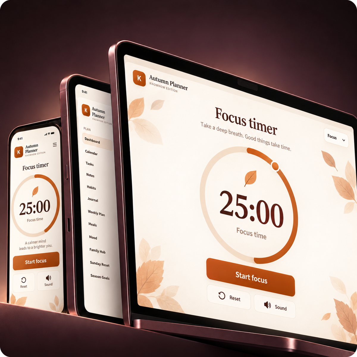 Autumn Digital Planner | Calendar, Notes, Habit Tracker & Weekly Planner