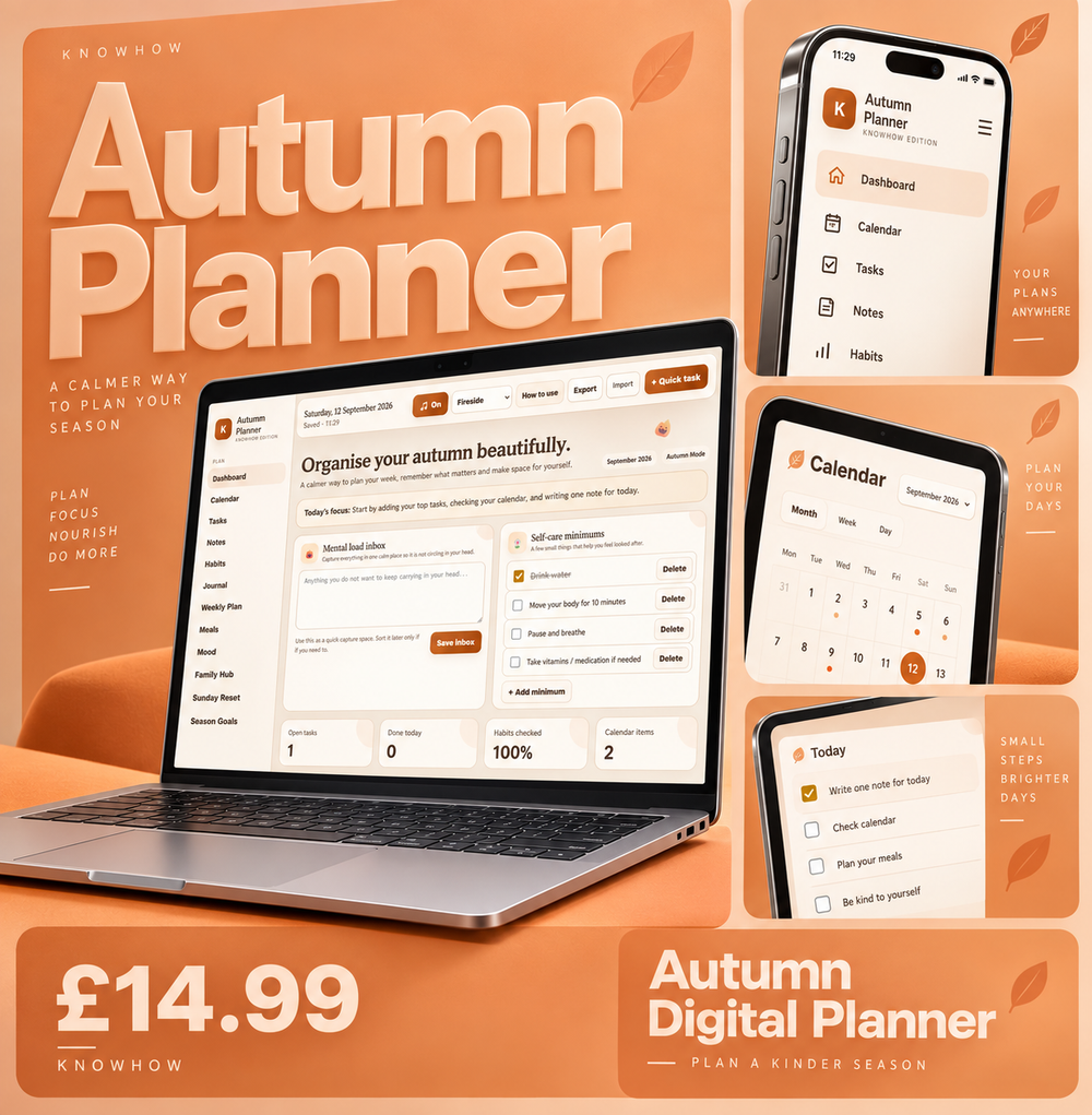 Autumn Digital Planner | Calendar, Notes, Habit Tracker & Weekly Planner