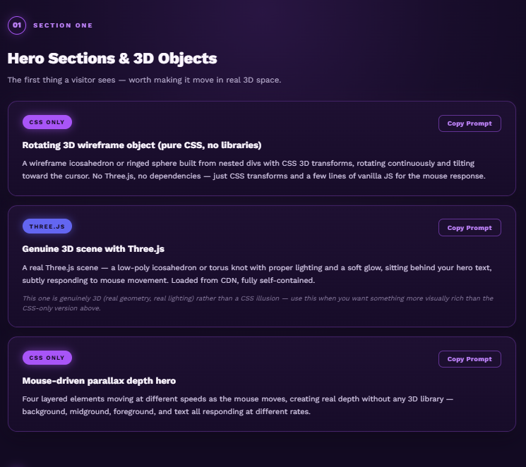 3D Website Prompts for Claude — Ready Made